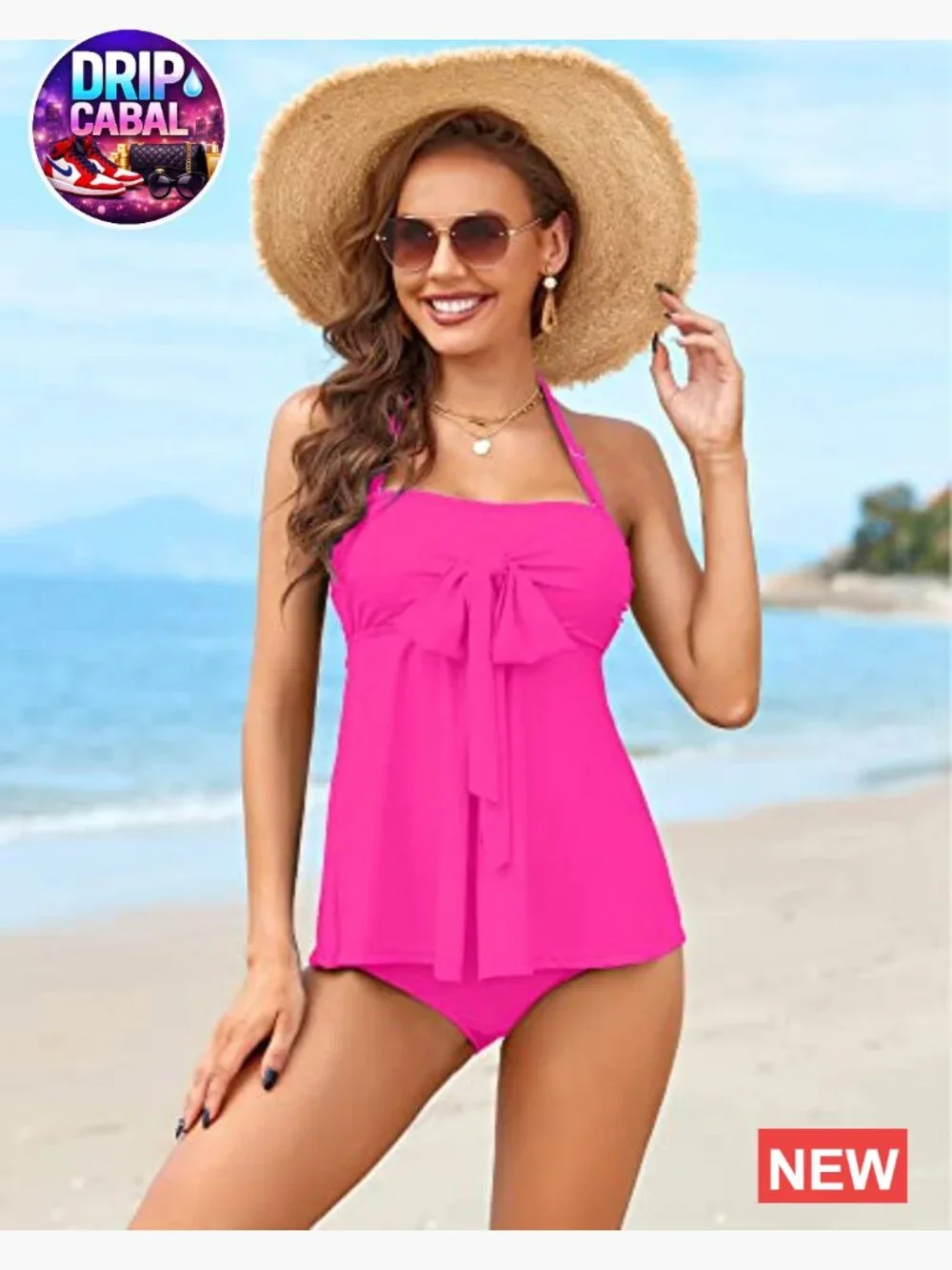 Women's Halter Bandeau Self-Tied Tankini Set Two Pieces Swimsuits